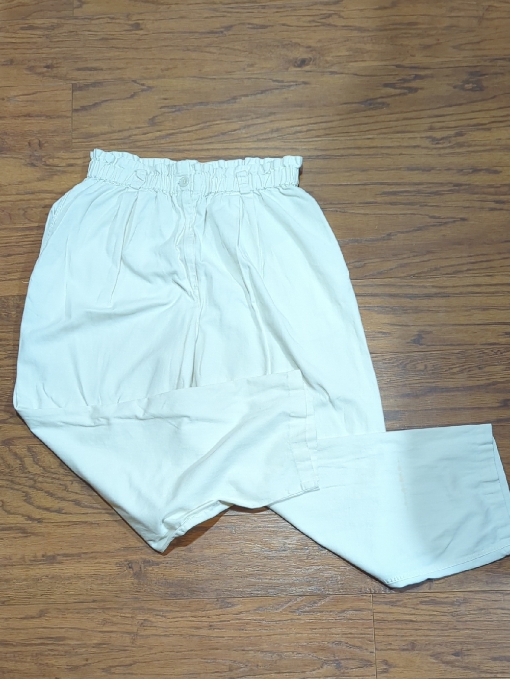 Russ Studio Cream Paperbag Waist Trousers 100% Cotton